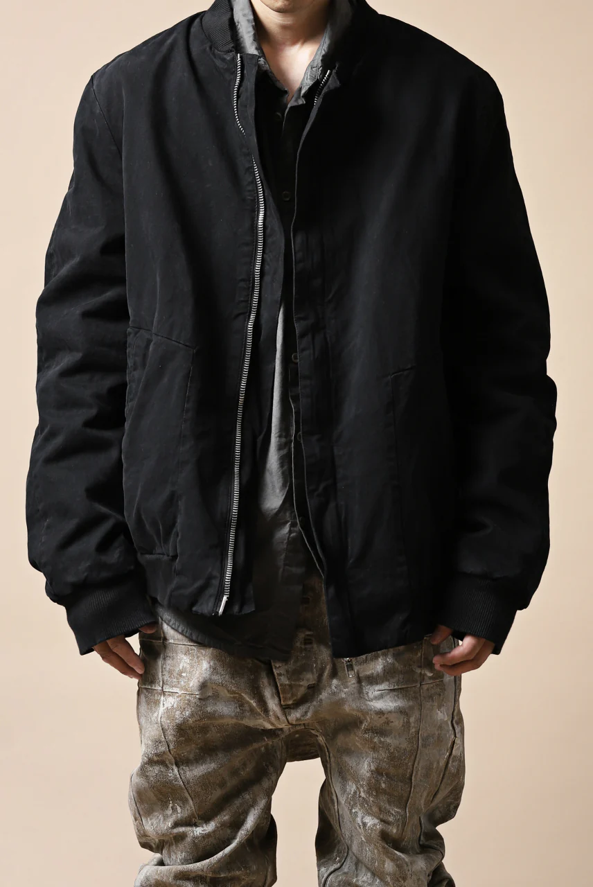 daub DYEING PADDED BOMBER JACKET / ELASTIC-COTTON (BLACK) - Image 26