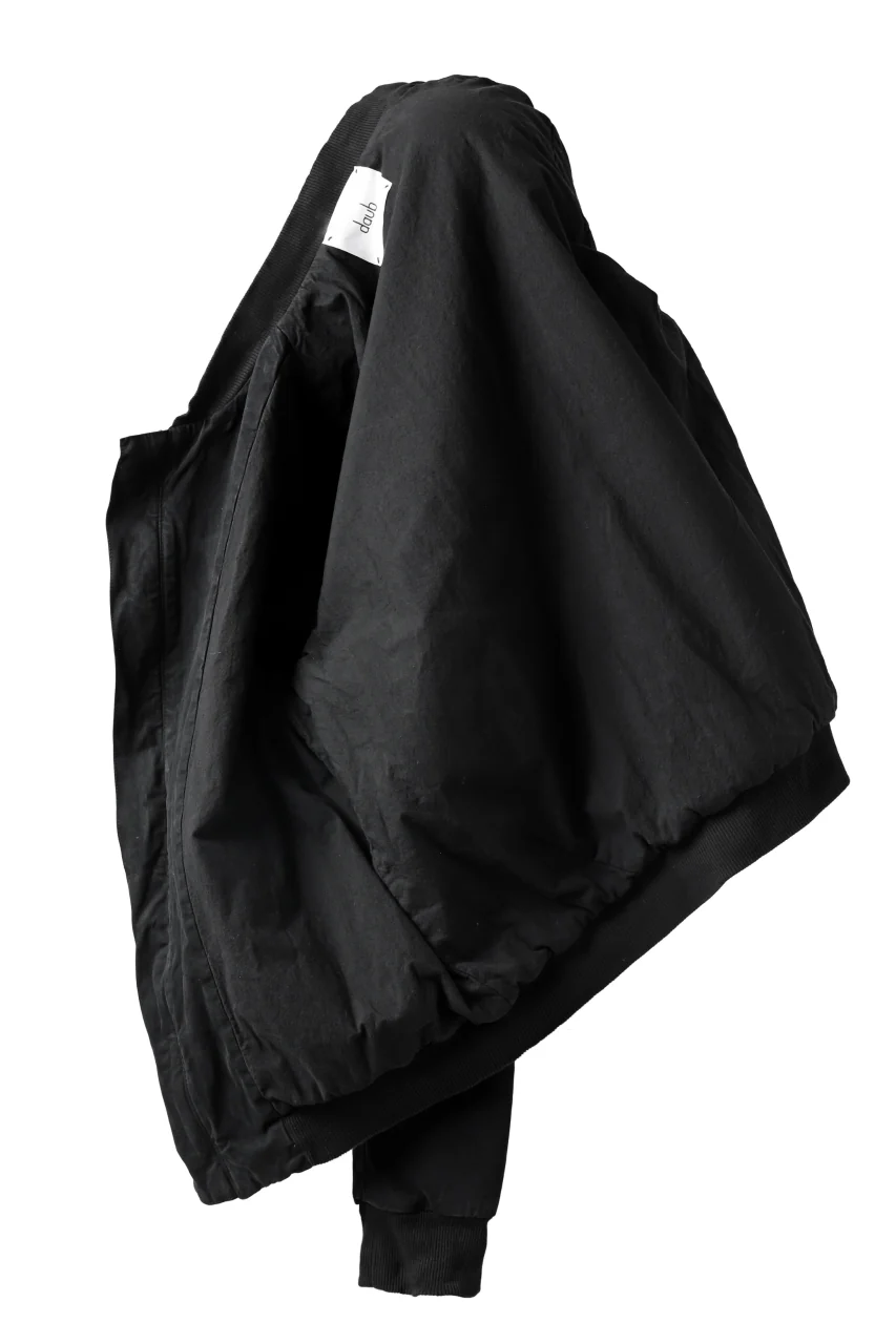 daub DYEING PADDED BOMBER JACKET / ELASTIC-COTTON (BLACK) - Image 7