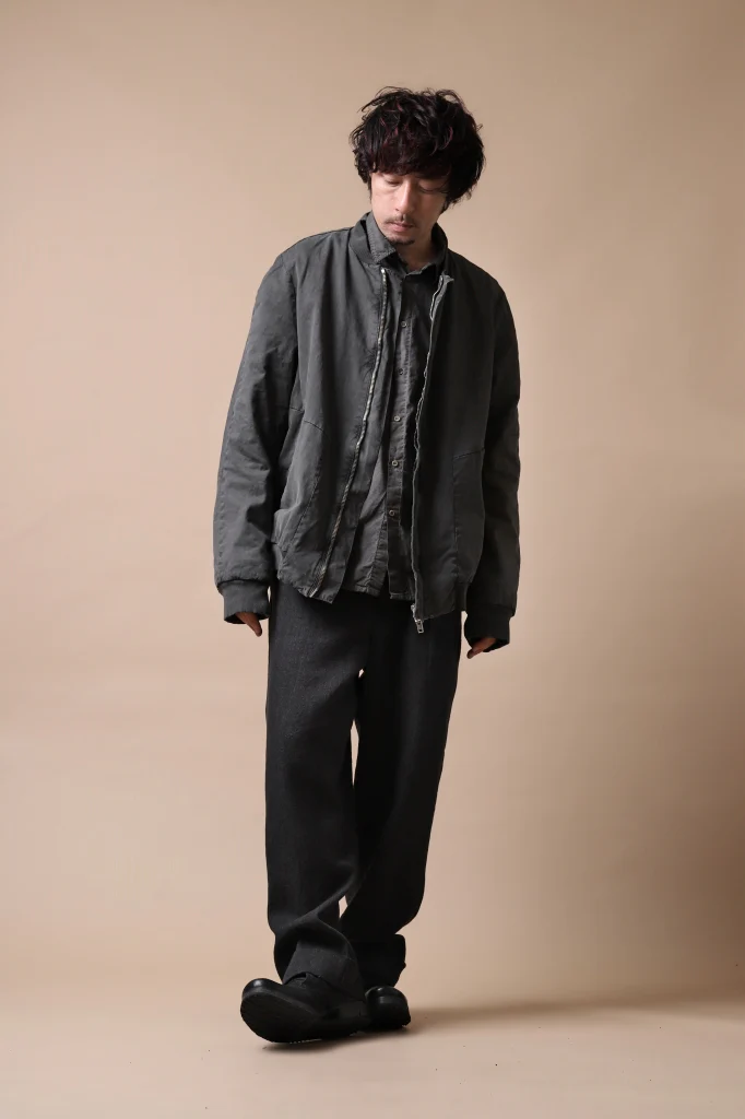 daub DYEING PADDED BOMBER JACKET / ELASTIC-COTTON (DARK GREY) - Image 6