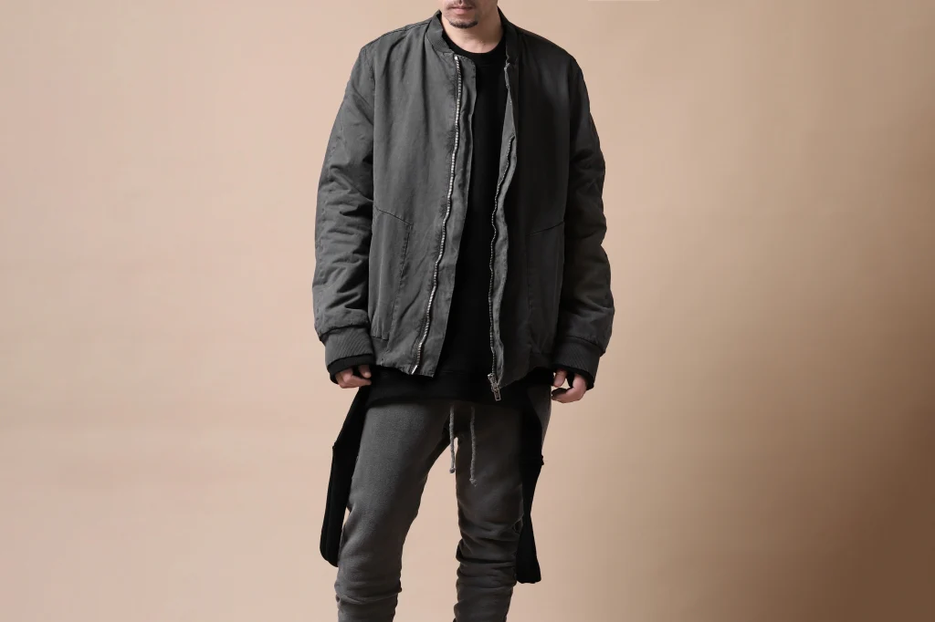 daub DYEING PADDED BOMBER JACKET / ELASTIC-COTTON (DARK GREY) - Image 8