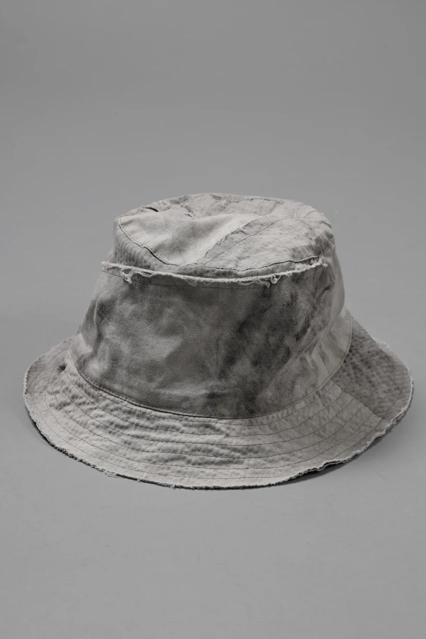 daub DYEING PATCHWORK BUCKET HAT / LIGHT CANVAS×STRIPE (DUST)
