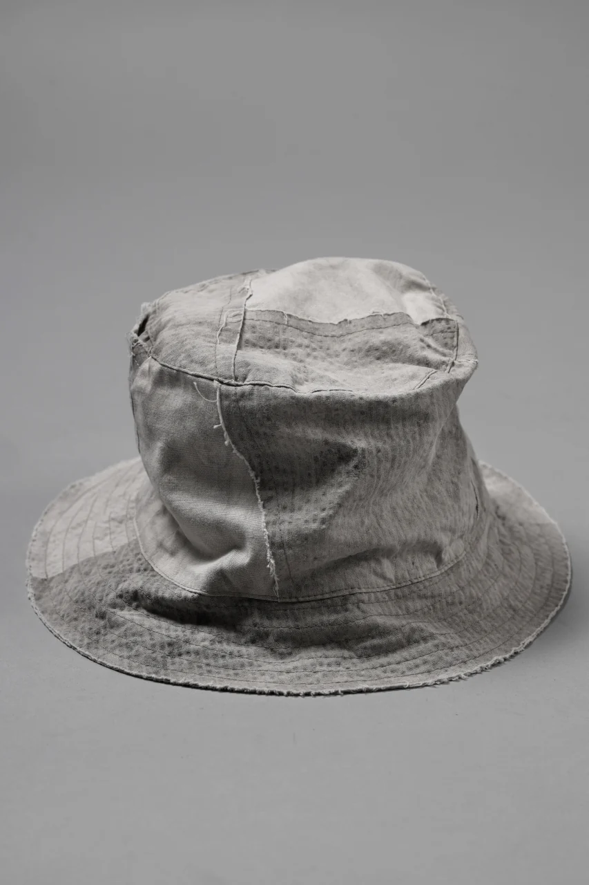daub DYEING PATCHWORK BUCKET HAT / LIGHT CANVAS×STRIPE (DUST) - Image 4