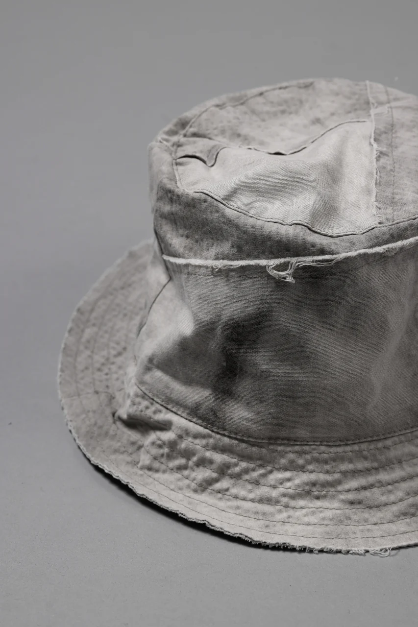 daub DYEING PATCHWORK BUCKET HAT / LIGHT CANVAS×STRIPE (DUST) - Image 8