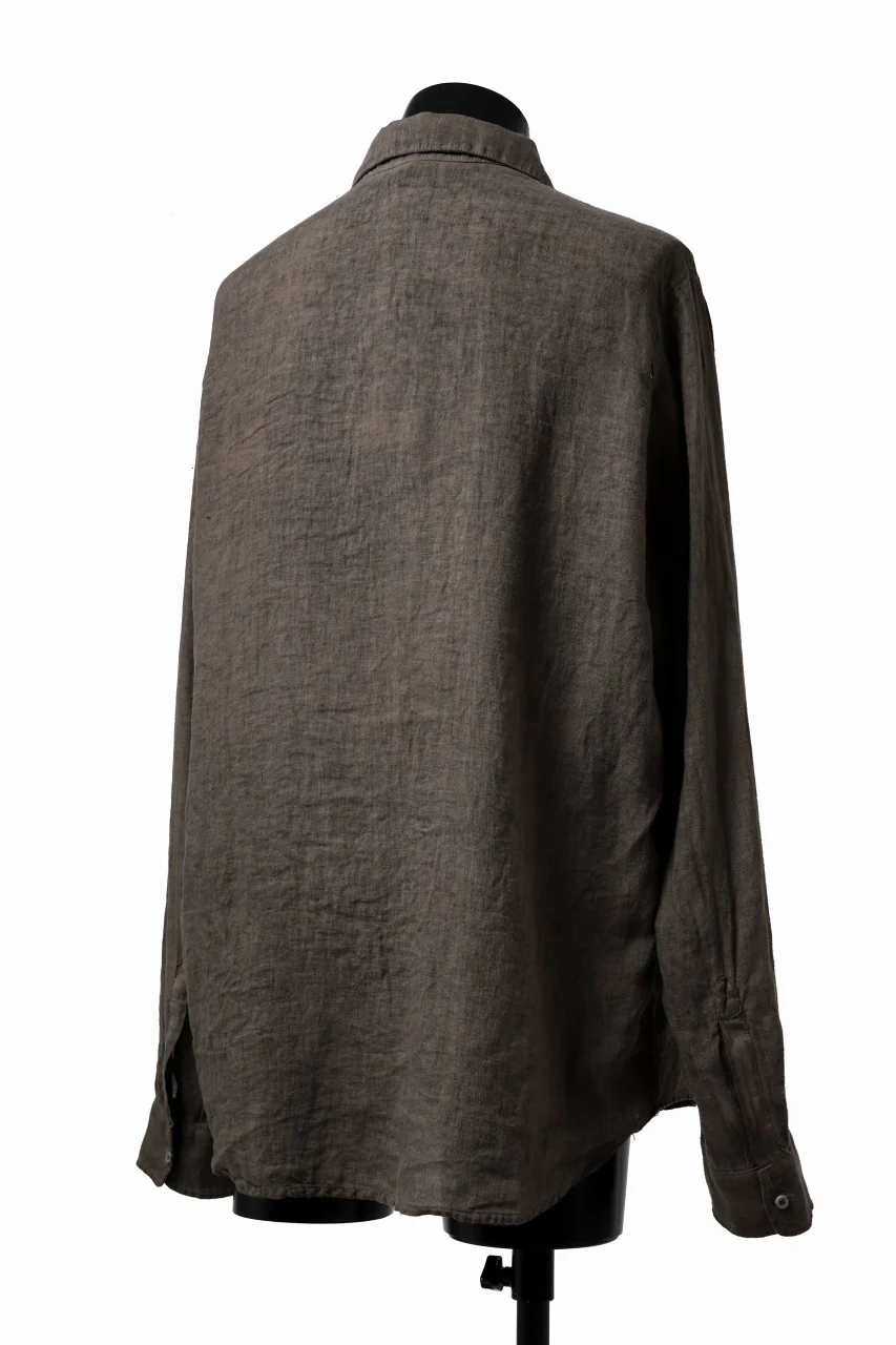 daub DYEING PLAIN SHIRT / ORGANIC LINEN (BROWN) - Image 14