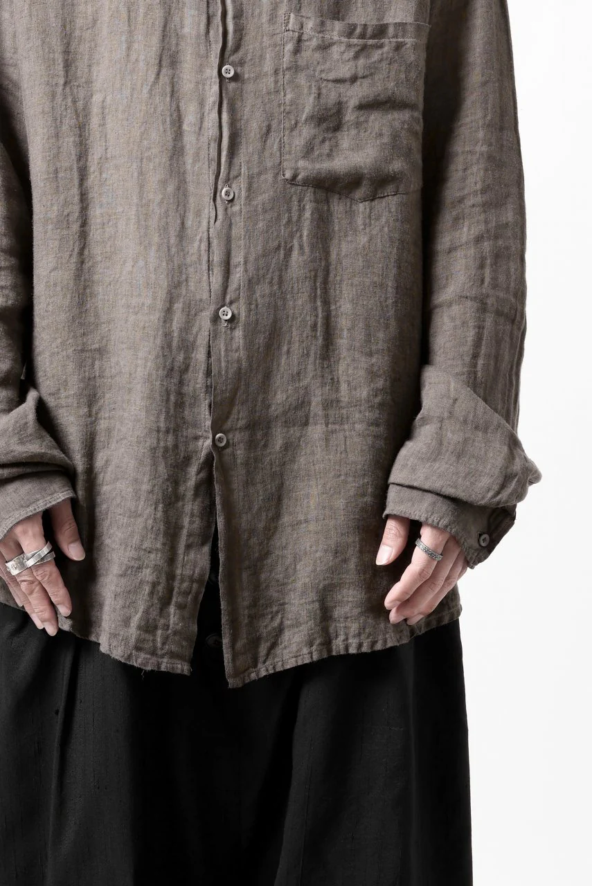 daub DYEING PLAIN SHIRT / ORGANIC LINEN (BROWN) - Image 32