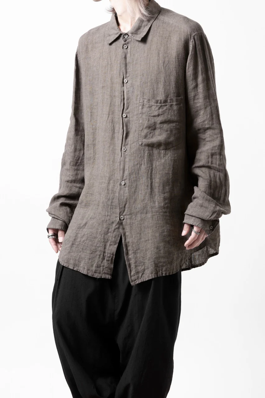 daub DYEING PLAIN SHIRT / ORGANIC LINEN (BROWN) - Image 4