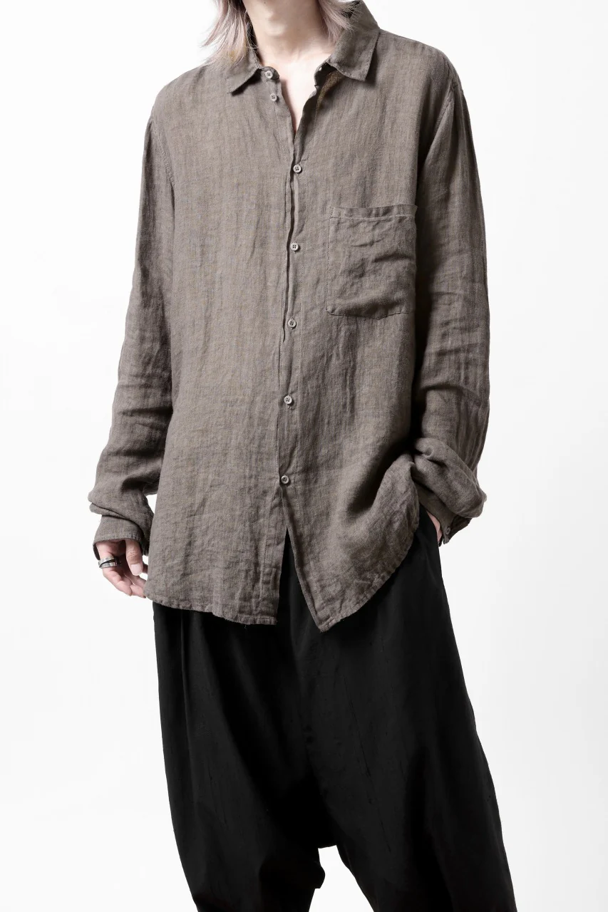 daub DYEING PLAIN SHIRT / ORGANIC LINEN (BROWN) - Image 6