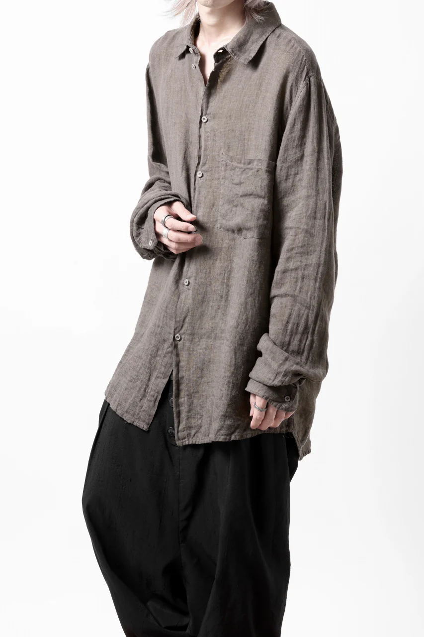 daub DYEING PLAIN SHIRT / ORGANIC LINEN (BROWN) - Image 7