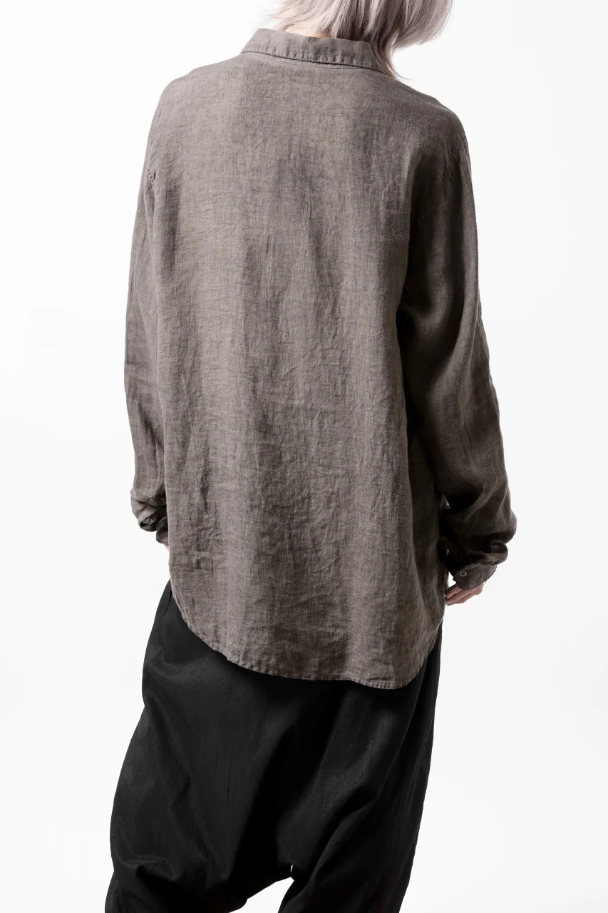 daub DYEING PLAIN SHIRT / ORGANIC LINEN (BROWN) - Image 9