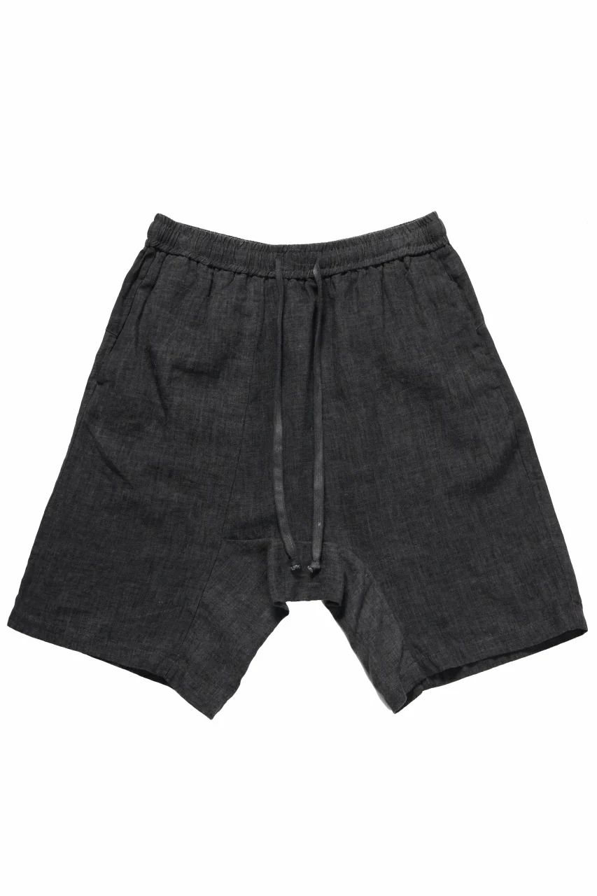 daub FRONT PANEL SHORTS / DYED ORGANIC LINEN (DARK GREY) - Image 2