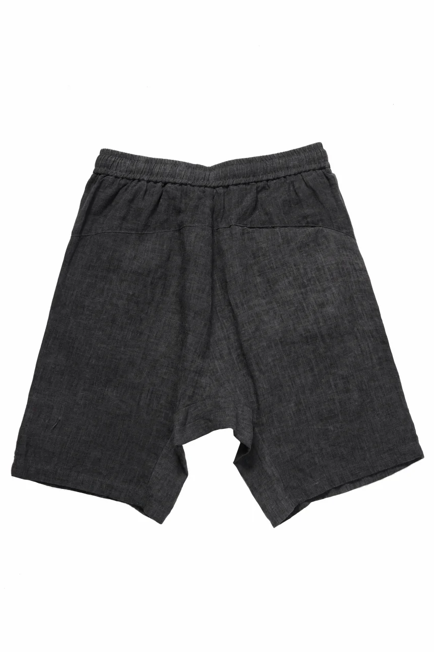 daub FRONT PANEL SHORTS / DYED ORGANIC LINEN (DARK GREY) - Image 4
