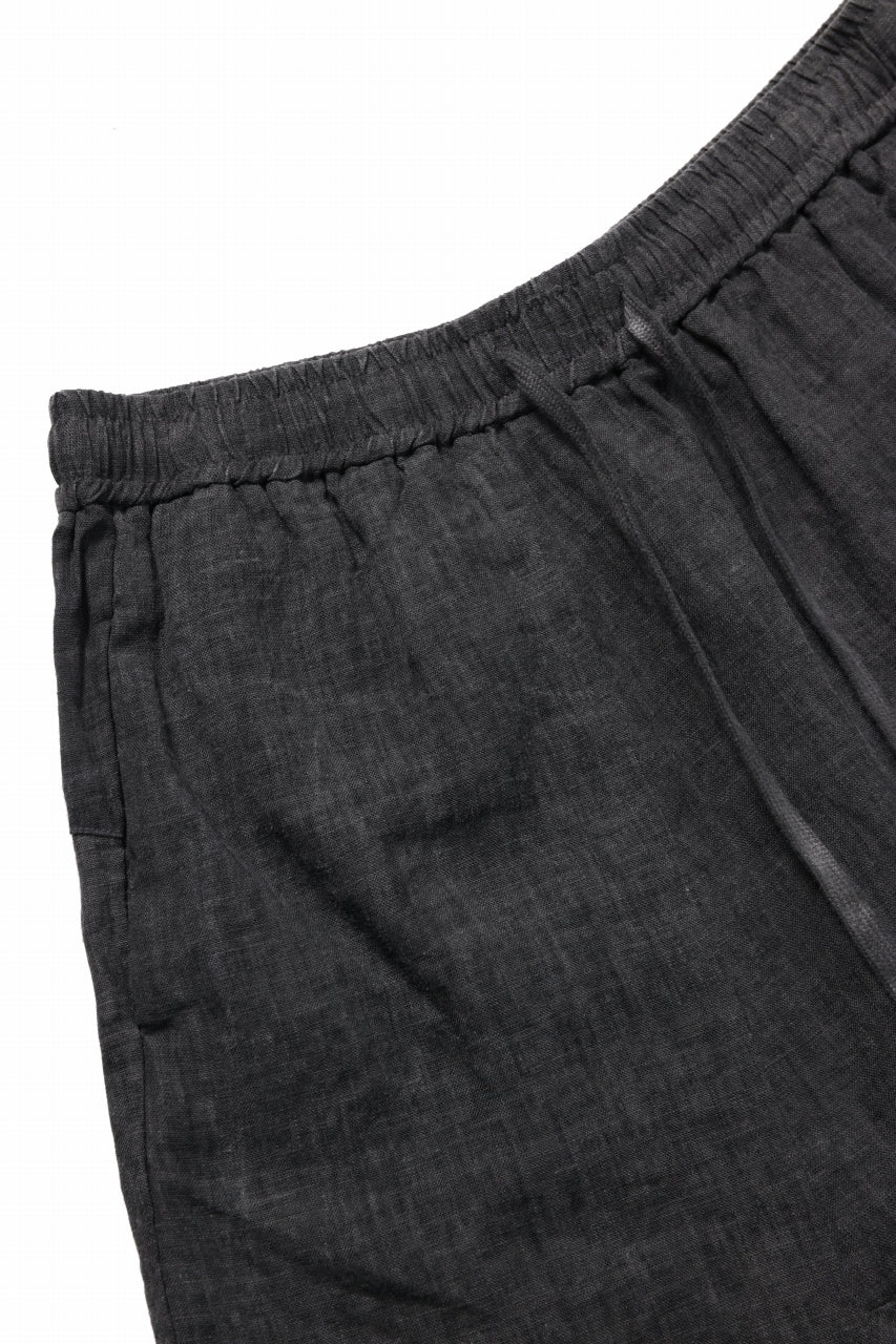 daub FRONT PANEL SHORTS / DYED ORGANIC LINEN (DARK GREY) - Image 8