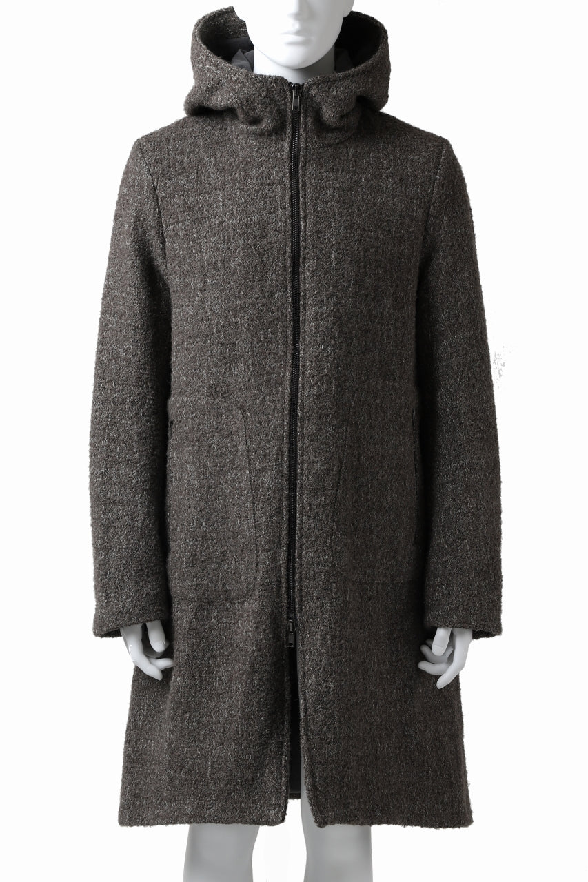 daub HOODED LONG ZIP COAT / TWEEDY MELANGE (GREY)