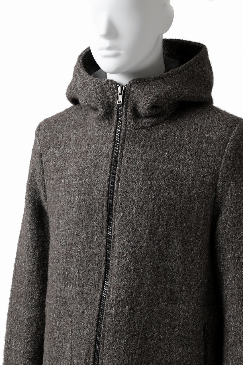 daub HOODED LONG ZIP COAT / TWEEDY MELANGE (GREY) - Image 14
