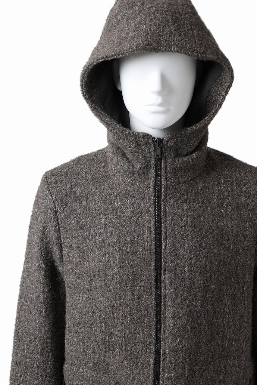 daub HOODED LONG ZIP COAT / TWEEDY MELANGE (GREY) - Image 17