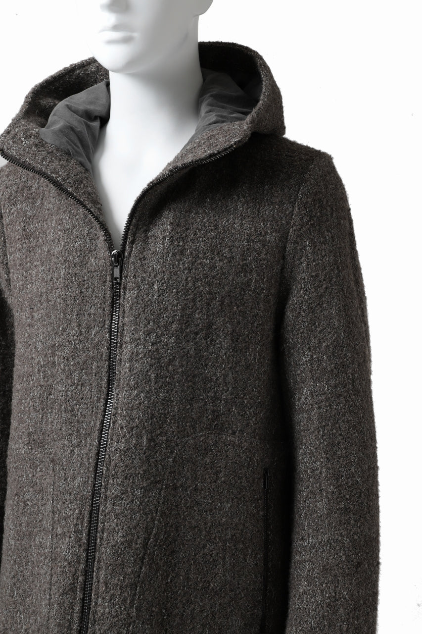 daub HOODED LONG ZIP COAT / TWEEDY MELANGE (GREY) - Image 20
