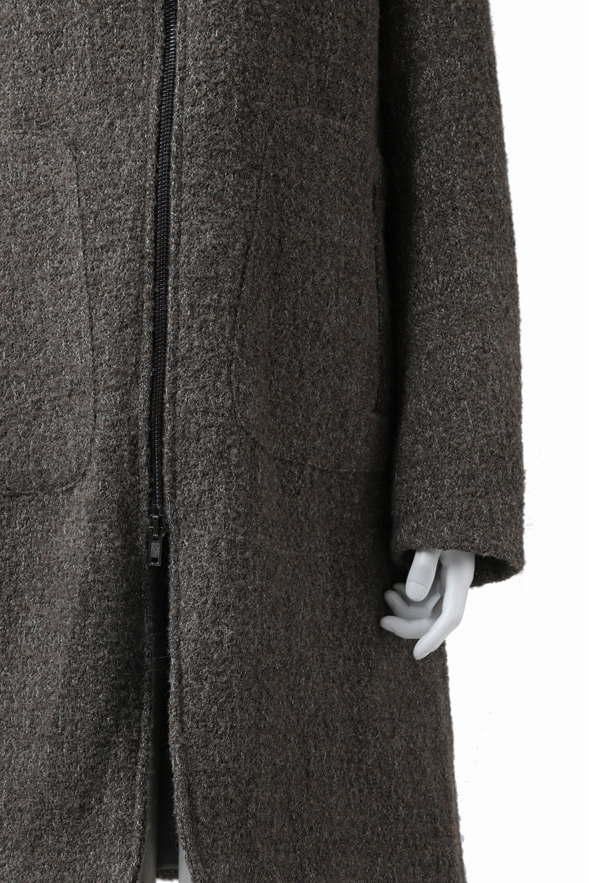 daub HOODED LONG ZIP COAT / TWEEDY MELANGE (GREY) - Image 22