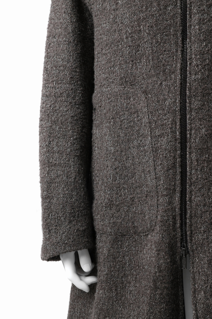 daub HOODED LONG ZIP COAT / TWEEDY MELANGE (GREY) - Image 23