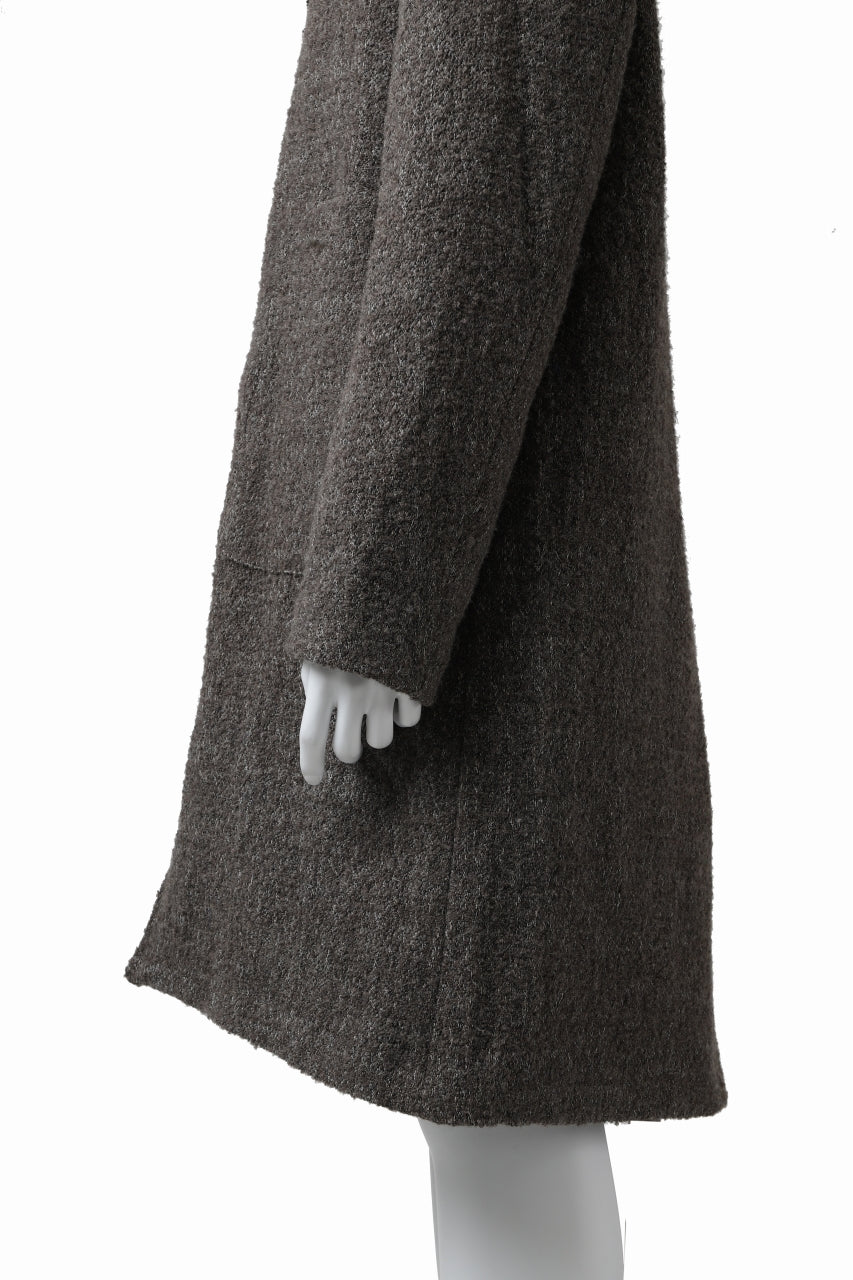 daub HOODED LONG ZIP COAT / TWEEDY MELANGE (GREY) - Image 24