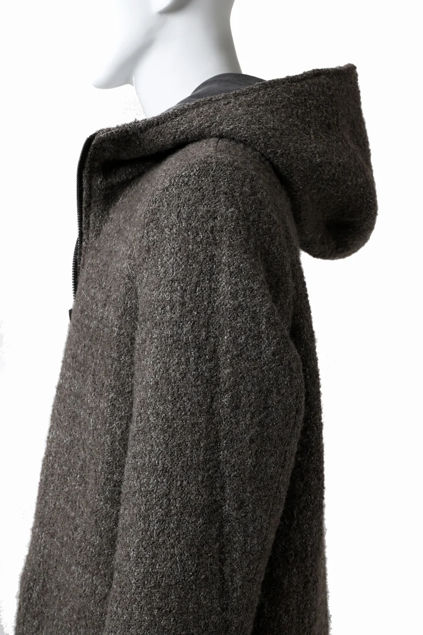 daub HOODED LONG ZIP COAT / TWEEDY MELANGE (GREY) - Image 25