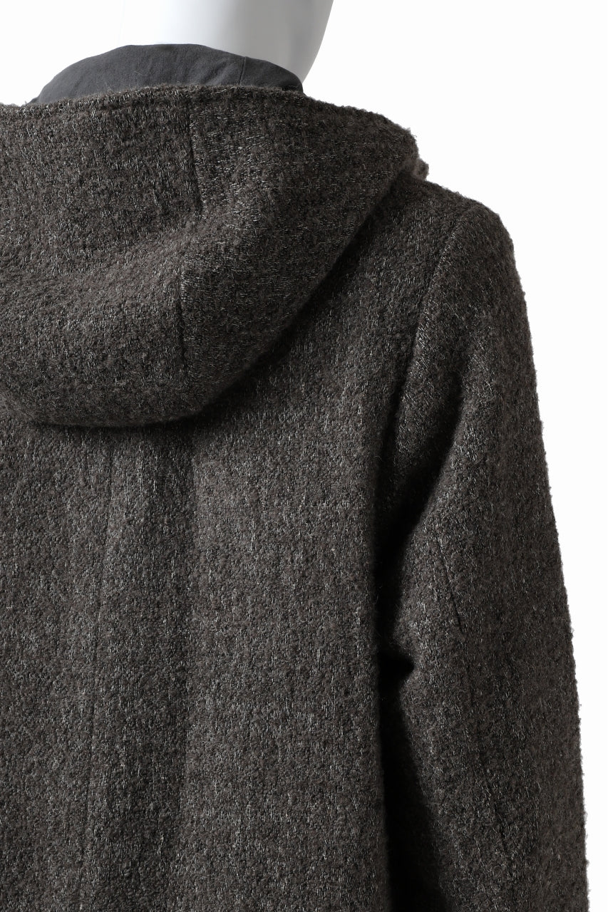 daub HOODED LONG ZIP COAT / TWEEDY MELANGE (GREY) - Image 27