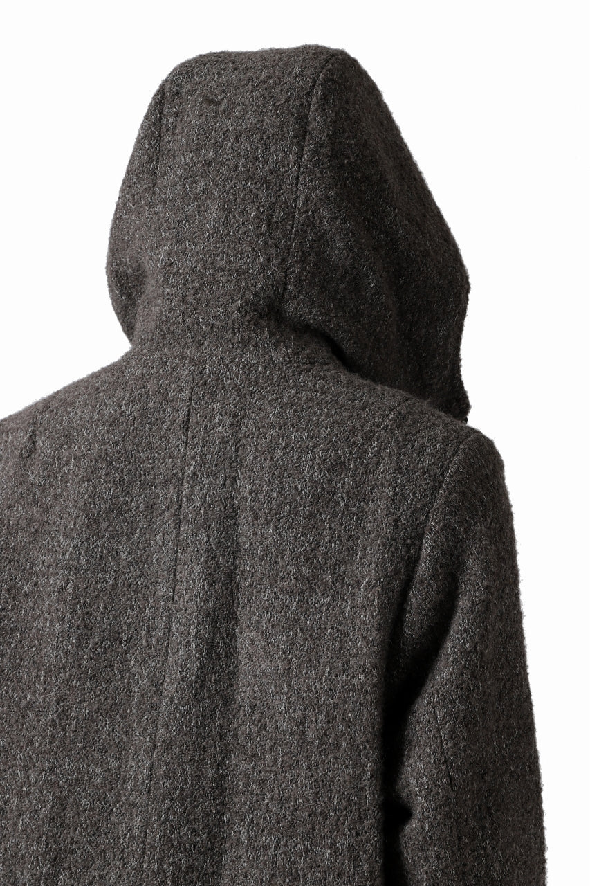 daub HOODED LONG ZIP COAT / TWEEDY MELANGE (GREY) - Image 28