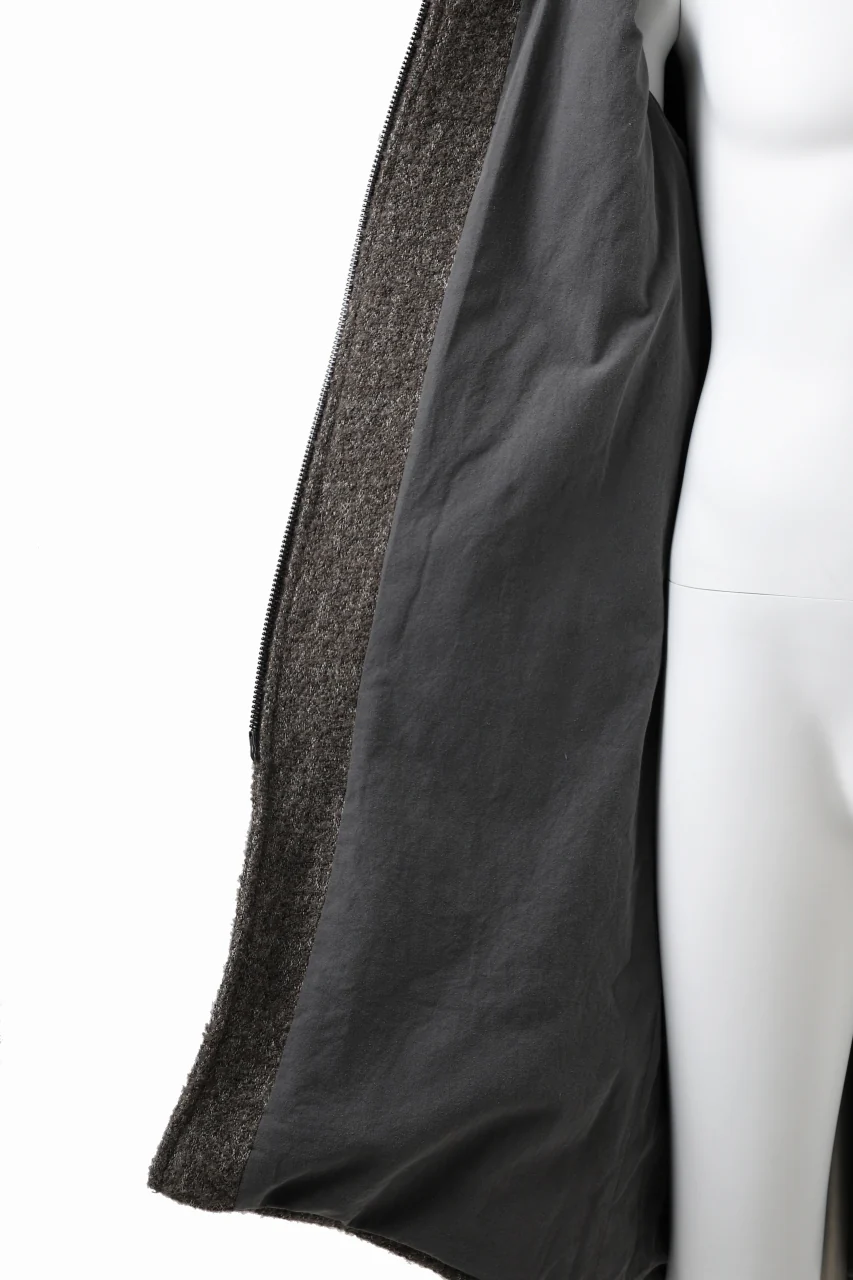 daub HOODED LONG ZIP COAT / TWEEDY MELANGE (GREY) - Image 30