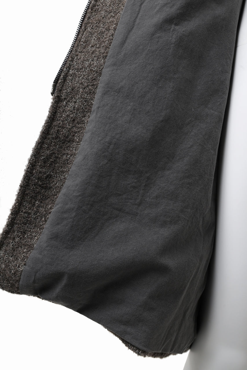daub HOODED LONG ZIP COAT / TWEEDY MELANGE (GREY) - Image 31