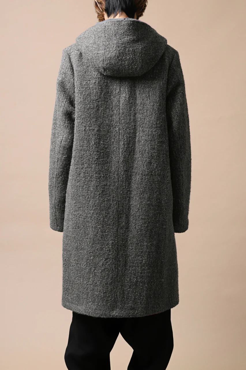 daub HOODED LONG ZIP COAT / TWEEDY MELANGE (GREY) - Image 37