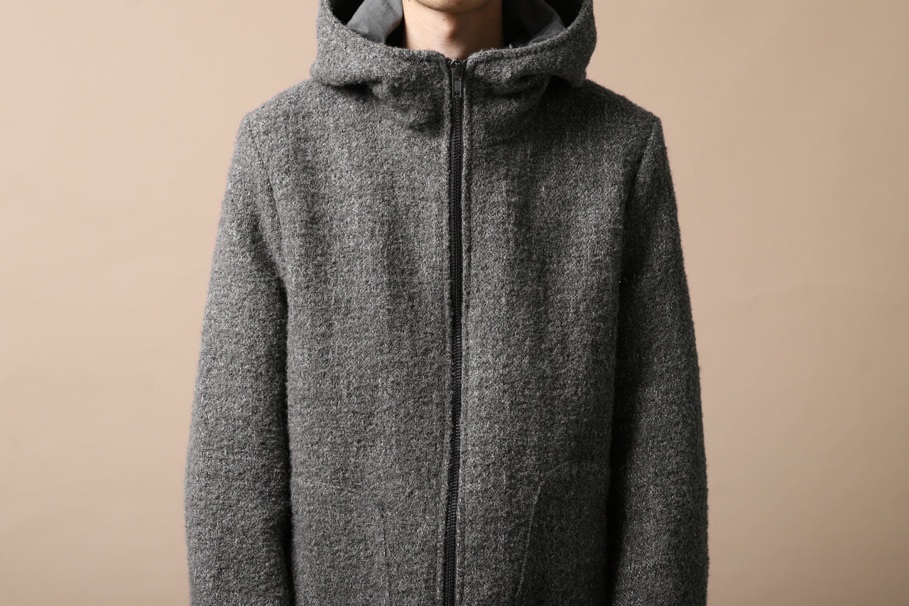 daub HOODED LONG ZIP COAT / TWEEDY MELANGE (GREY) - Image 42