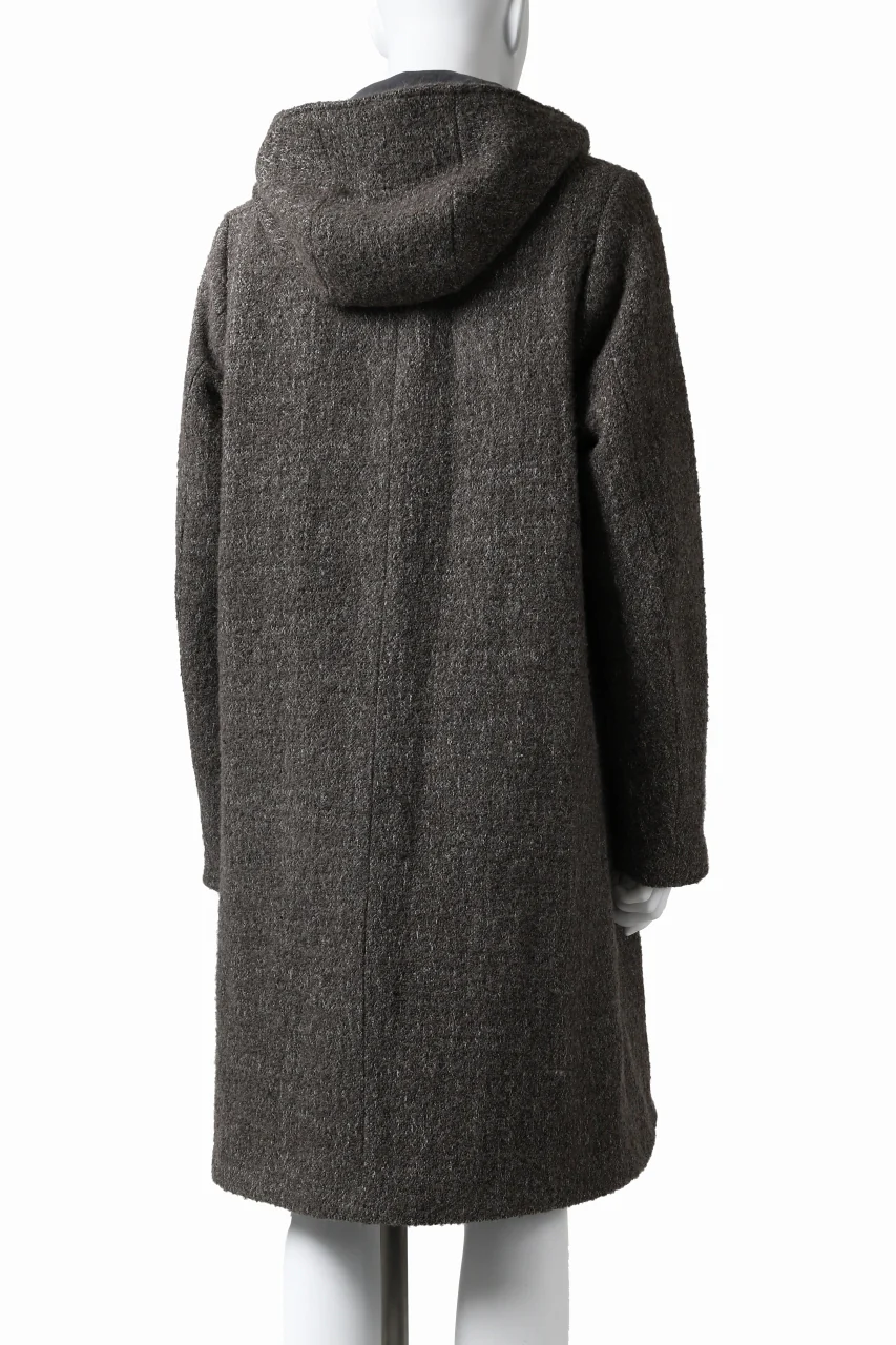 daub HOODED LONG ZIP COAT / TWEEDY MELANGE (GREY) - Image 7