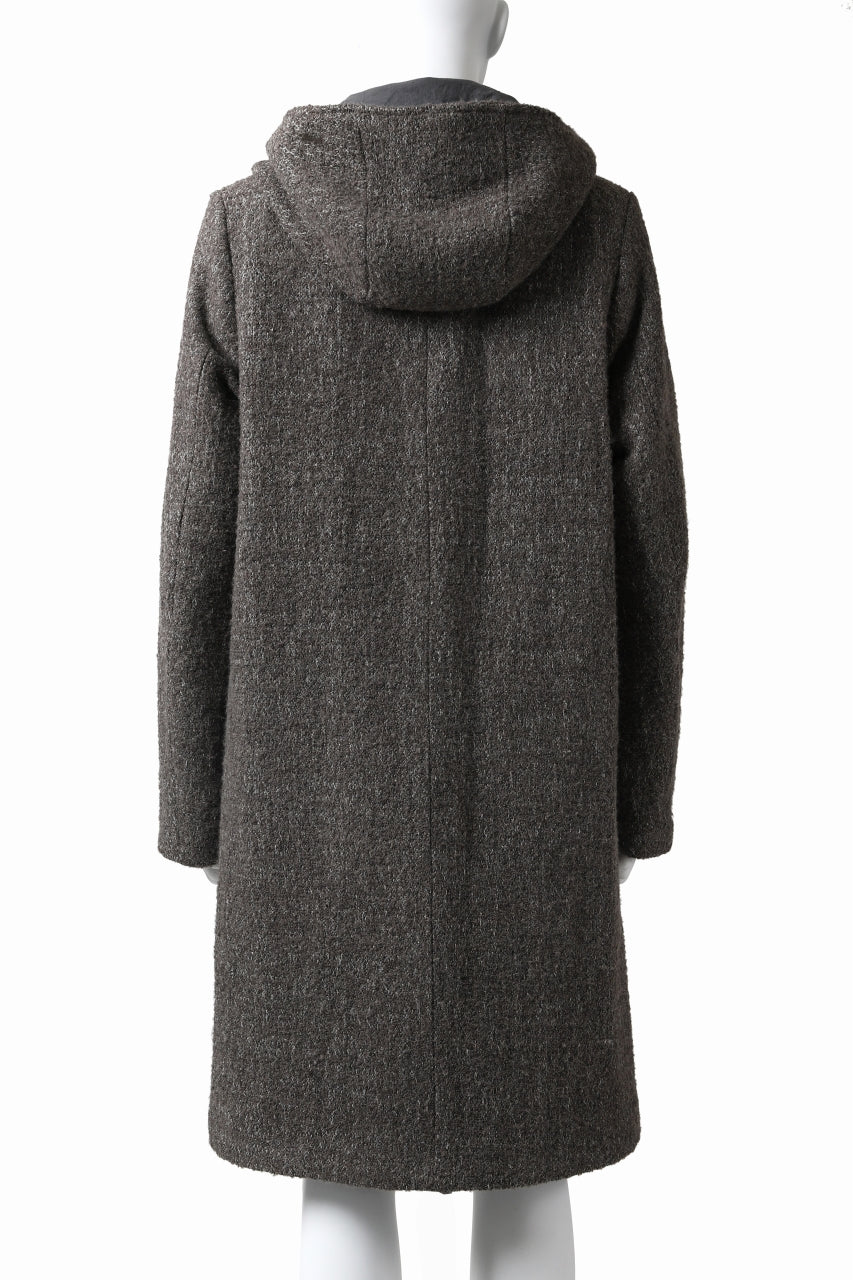 daub HOODED LONG ZIP COAT / TWEEDY MELANGE (GREY) - Image 8