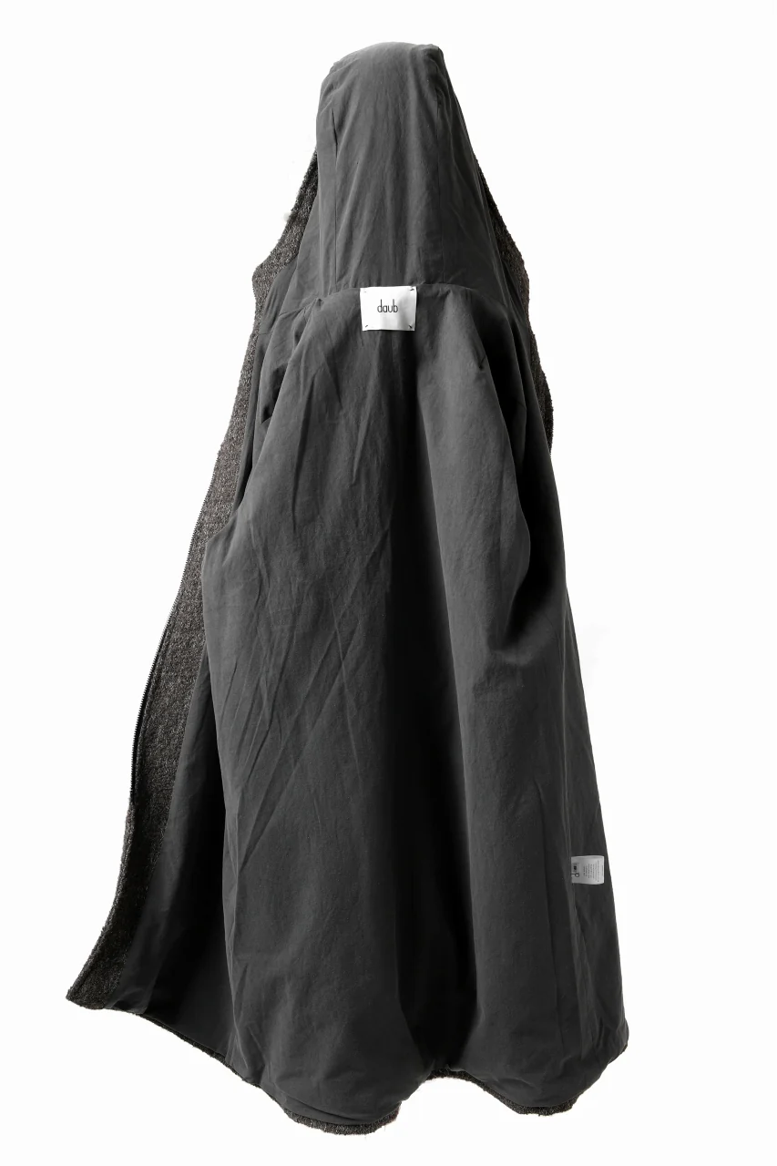 daub HOODED LONG ZIP COAT / TWEEDY MELANGE (GREY) - Image 9