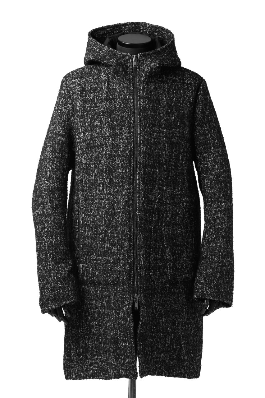 daub HOODED LONG ZIP COAT / TWEEDY MELANGE (BLACK) - Image 17