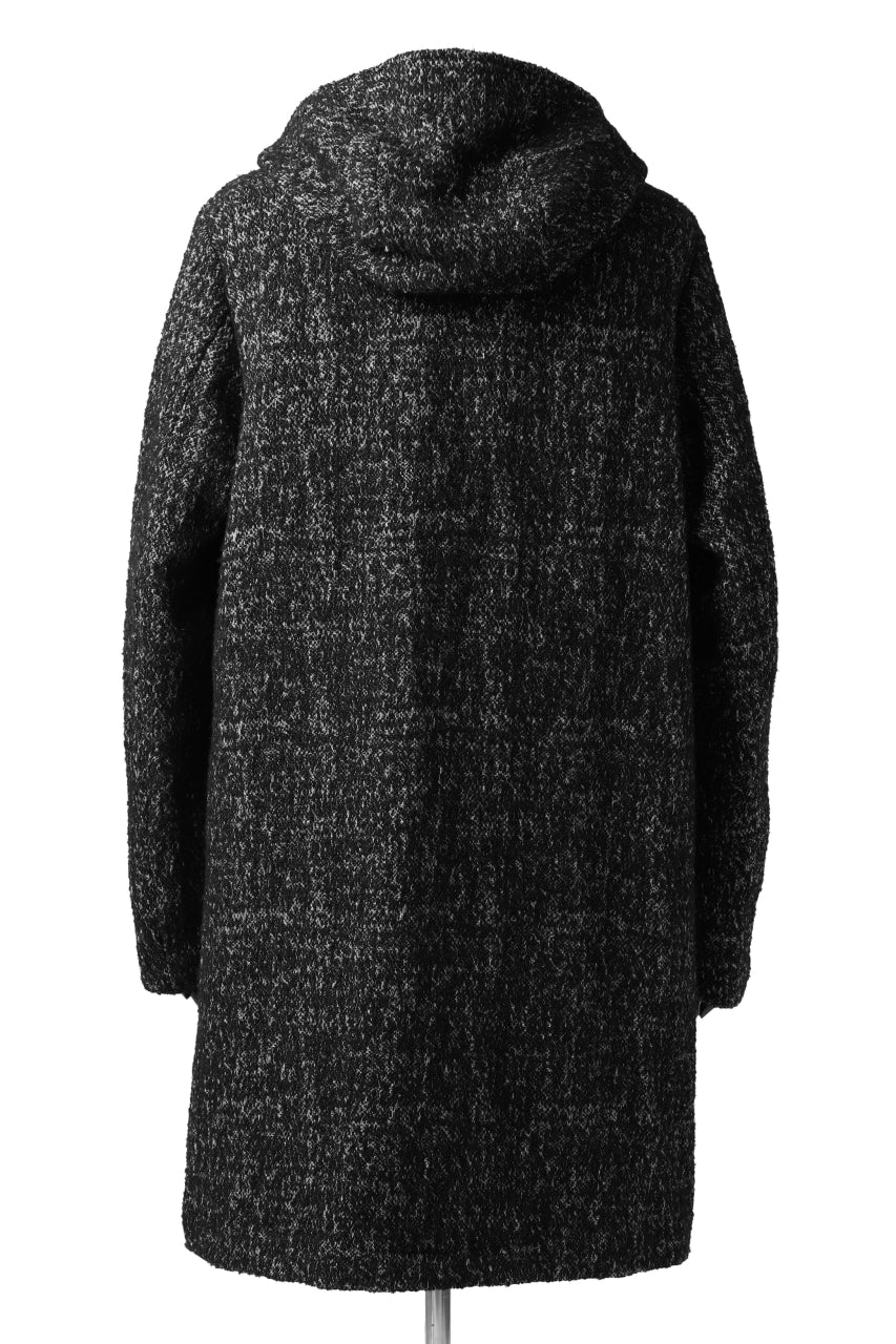 daub HOODED LONG ZIP COAT / TWEEDY MELANGE (BLACK) - Image 22