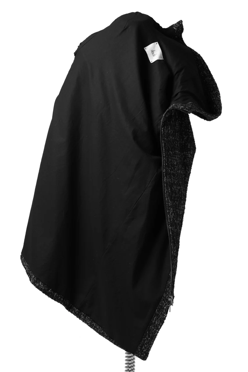 daub HOODED LONG ZIP COAT / TWEEDY MELANGE (BLACK) - Image 23