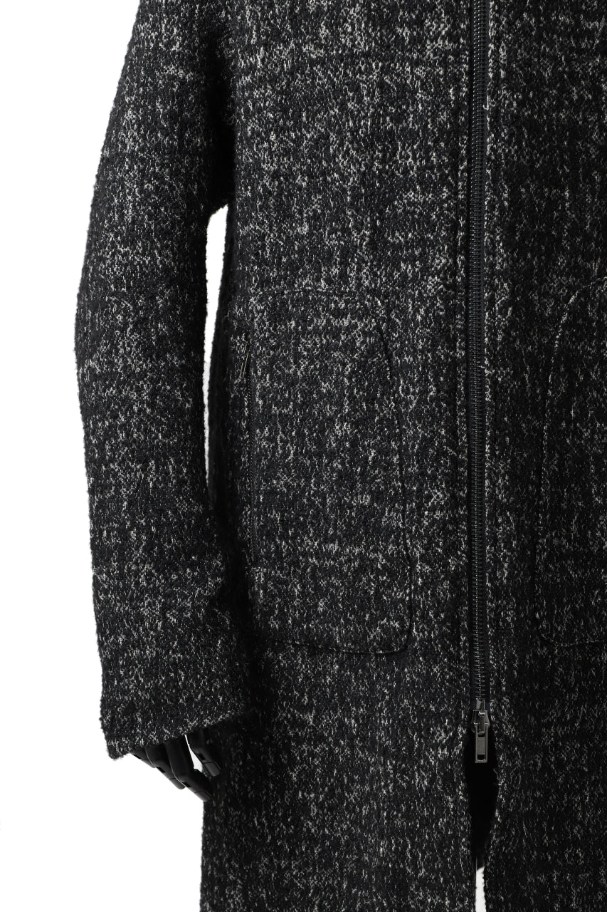 daub HOODED LONG ZIP COAT / TWEEDY MELANGE (BLACK) - Image 25