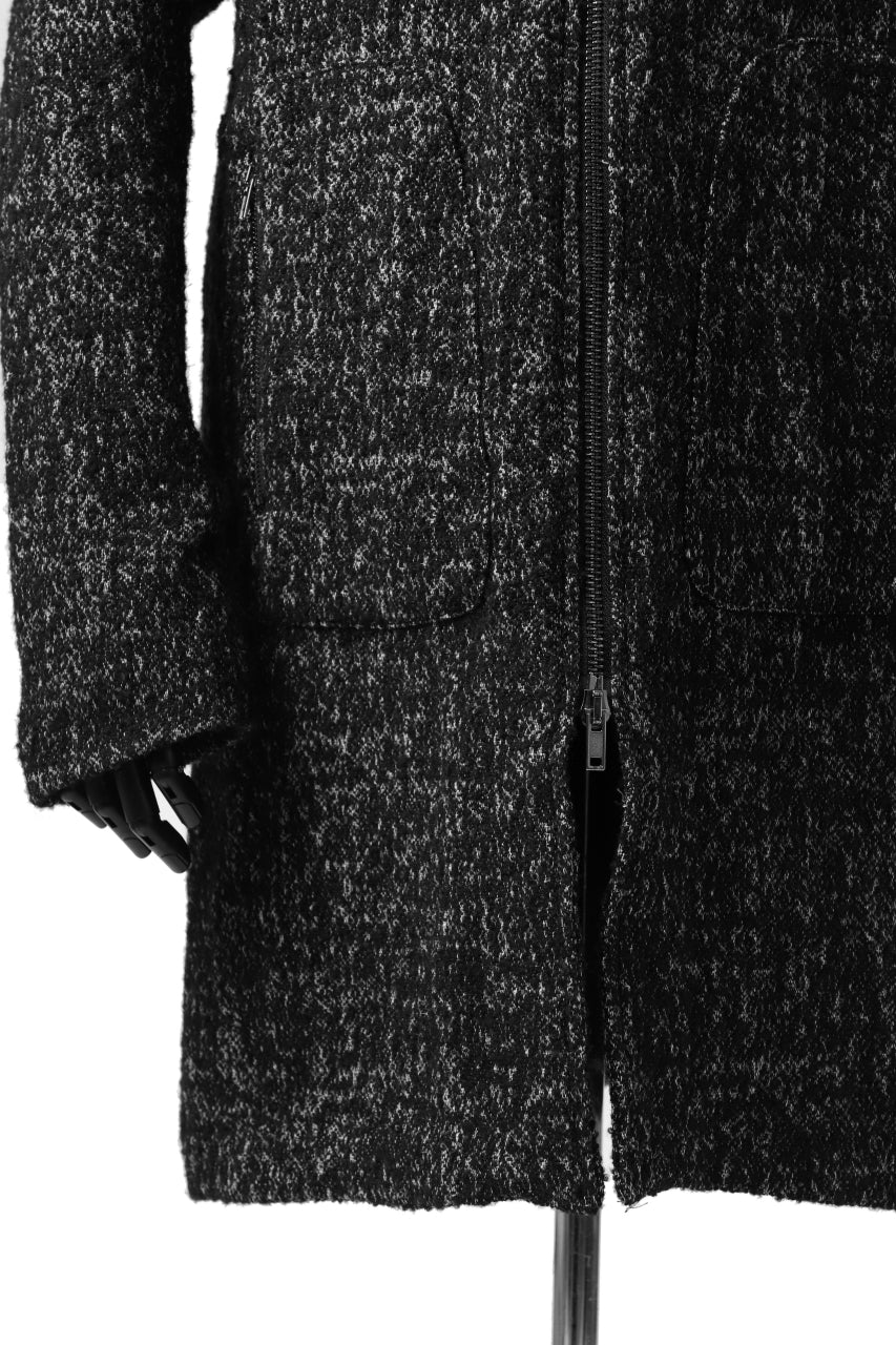 daub HOODED LONG ZIP COAT / TWEEDY MELANGE (BLACK) - Image 26