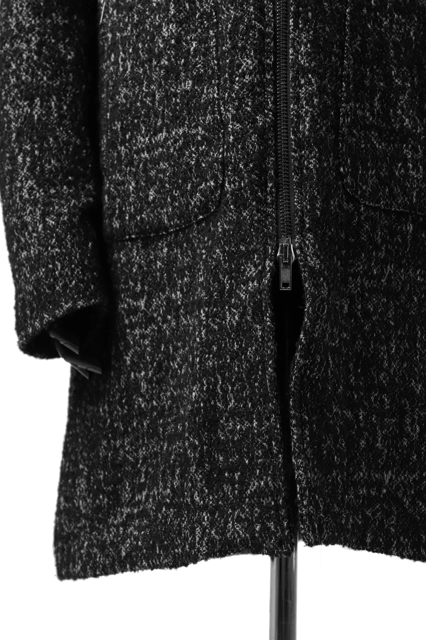 daub HOODED LONG ZIP COAT / TWEEDY MELANGE (BLACK) - Image 27