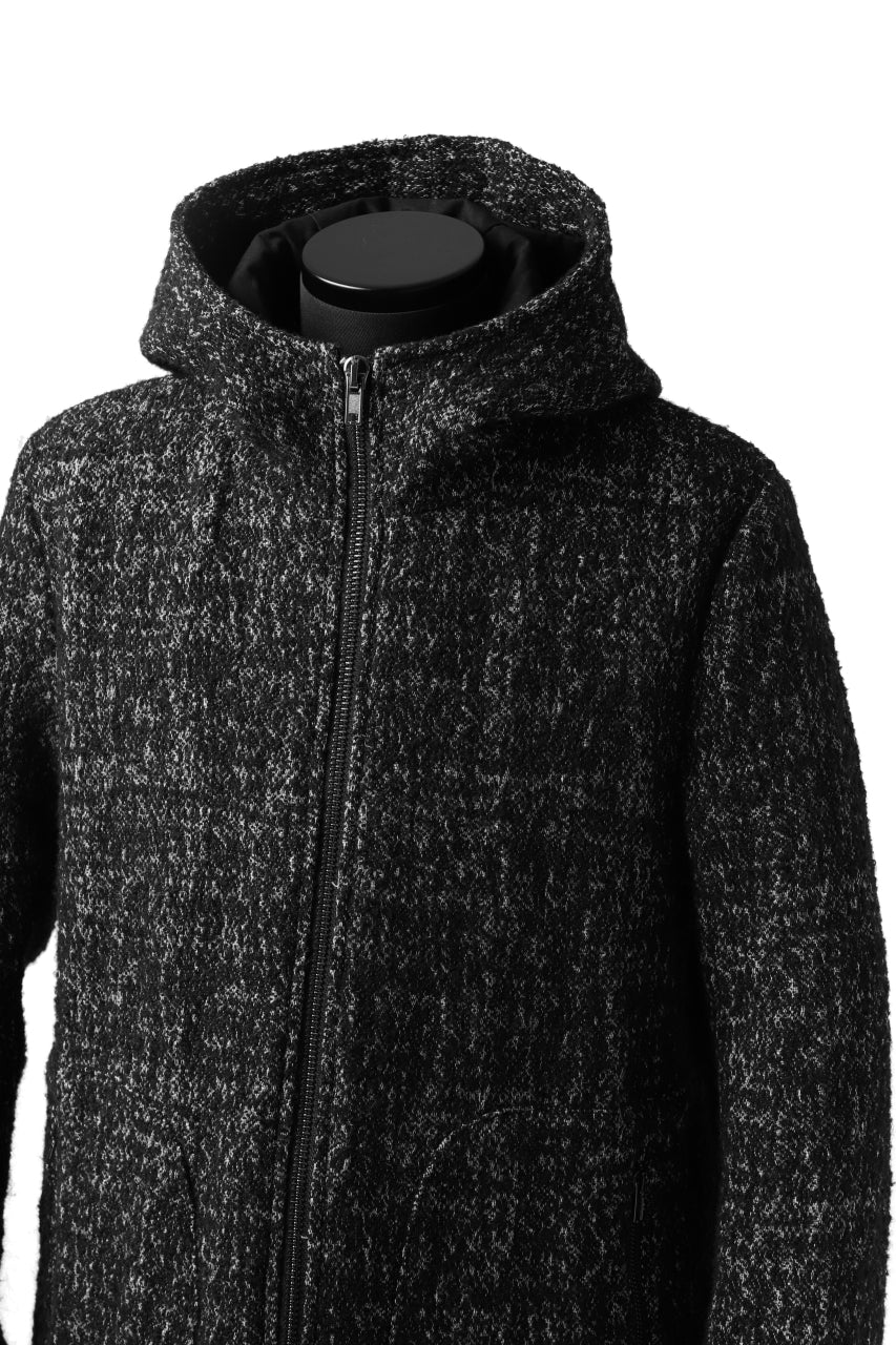 daub HOODED LONG ZIP COAT / TWEEDY MELANGE (BLACK) - Image 29