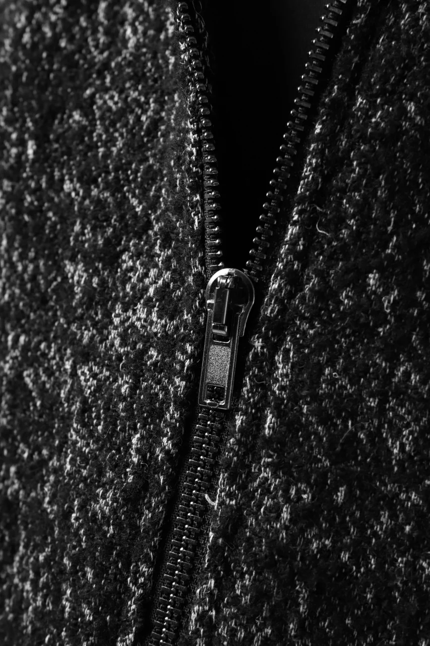 daub HOODED LONG ZIP COAT / TWEEDY MELANGE (BLACK) - Image 31