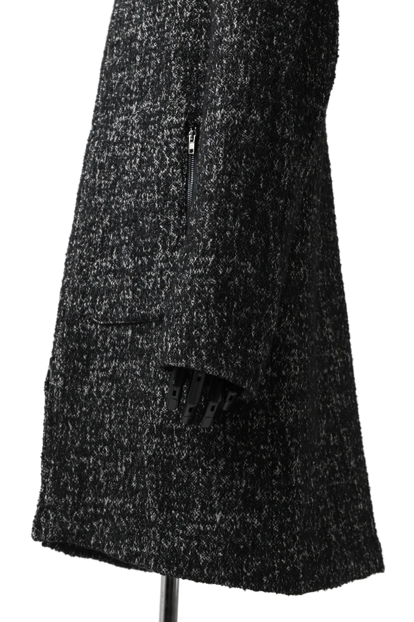 daub HOODED LONG ZIP COAT / TWEEDY MELANGE (BLACK) - Image 34