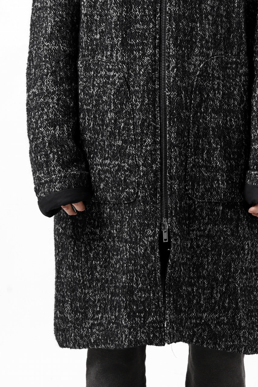 daub HOODED LONG ZIP COAT / TWEEDY MELANGE (BLACK) - Image 43