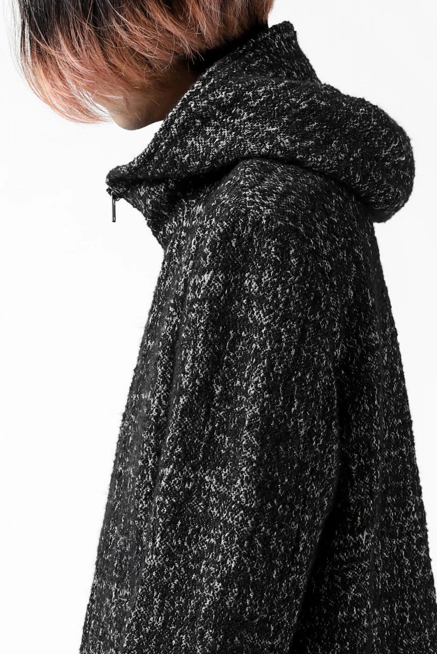 daub HOODED LONG ZIP COAT / TWEEDY MELANGE (BLACK) - Image 44