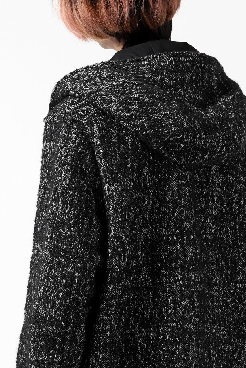 daub HOODED LONG ZIP COAT / TWEEDY MELANGE (BLACK) - Image 45