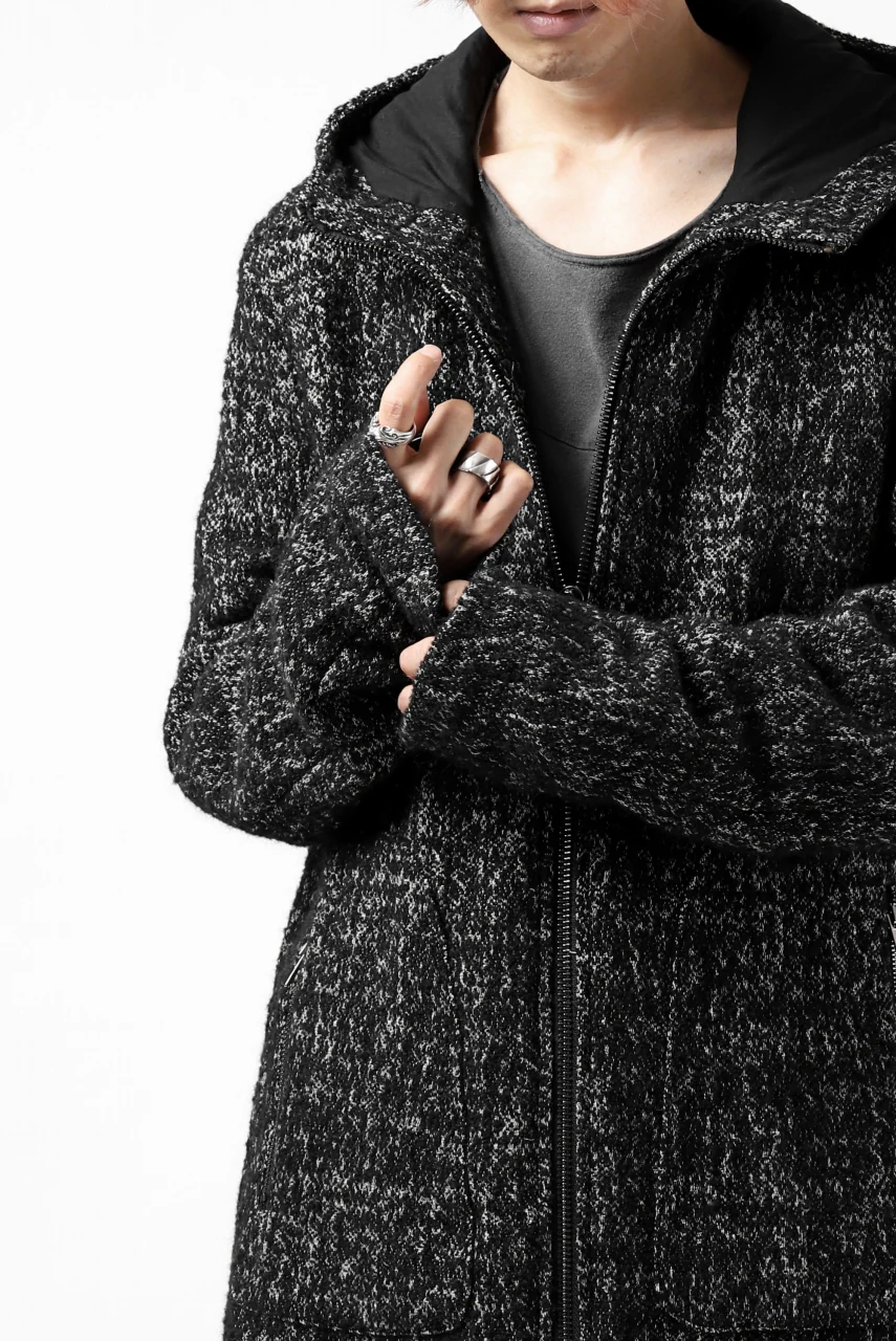 daub HOODED LONG ZIP COAT / TWEEDY MELANGE (BLACK) - Image 47