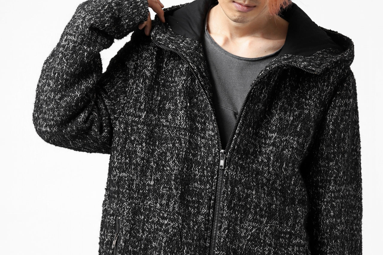 daub HOODED LONG ZIP COAT / TWEEDY MELANGE (BLACK) - Image 51