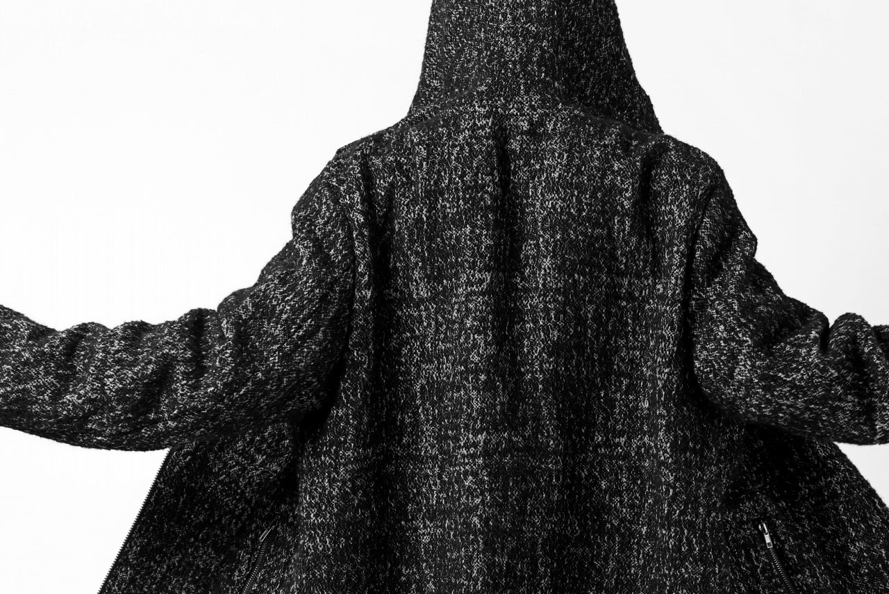 daub HOODED LONG ZIP COAT / TWEEDY MELANGE (BLACK) - Image 52