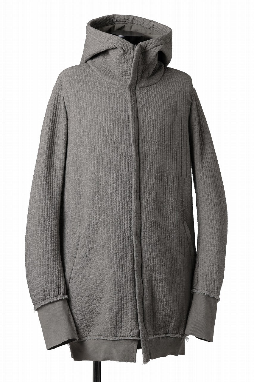 daub HOODIE LONG PARKA / DYEING PADDED FABRIC (GREY) - Image 2