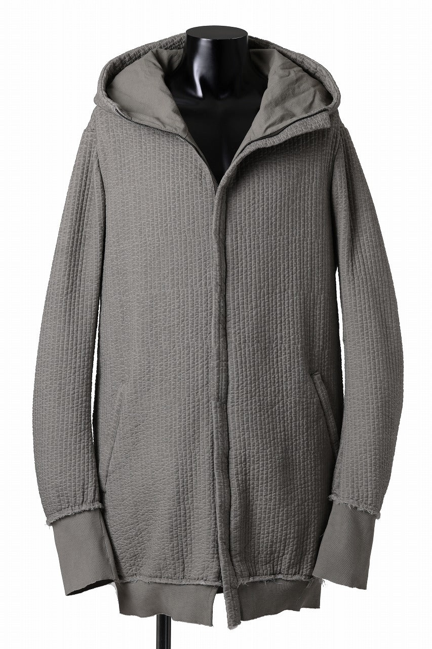 daub HOODIE LONG PARKA / DYEING PADDED FABRIC (GREY) - Image 3